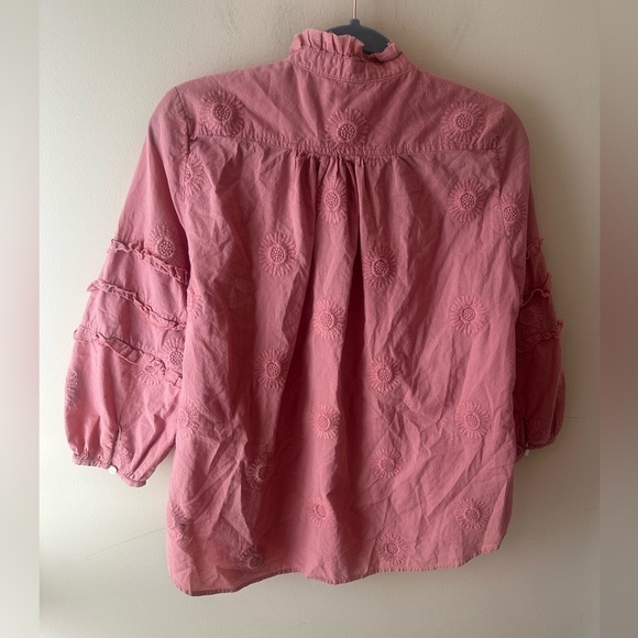 Isabella Sinclair Anthropologie pink boho embroidered daisy Top S - Picture 6 of 8